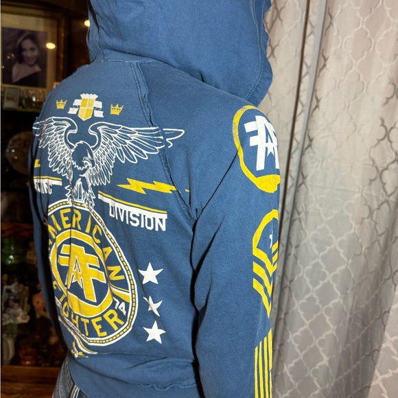AMERICAN FIGHTER BY AFFLICTION GLADBROOK BLUE FULL ZIP HOODIE SZ SMALL - Picture 3 of 8